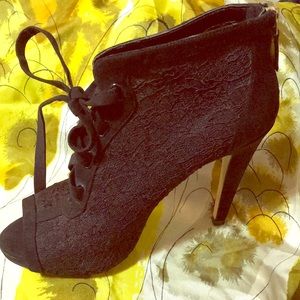 COPY - Black lace high heel booties size 8